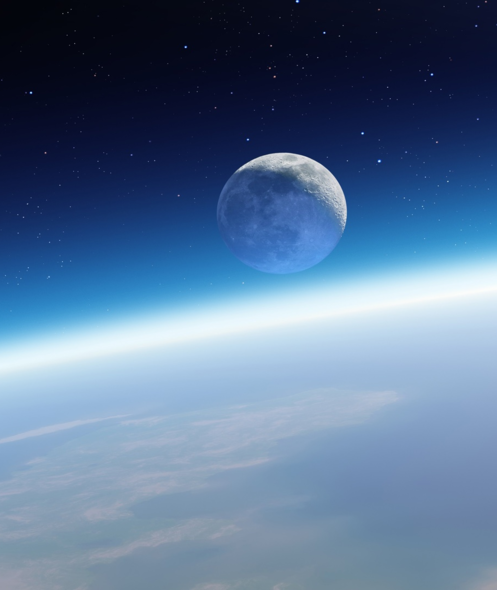 Mond und Erde